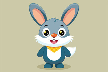 Fototapeta premium A cheerful cartoon rabbit with a scarf grins adorably in a playful display of cuteness, Cute rabbit cartoon