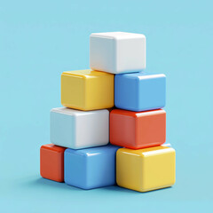 Obraz premium 3D Blocks Icon: Creative Construction Toy Illustration Logo
