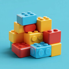 Obraz premium 3D Blocks Icon: Creative Construction Toy Illustration Logo