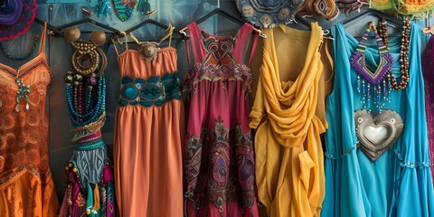 Colorful Egyptian Traditional Clothing Market Display
