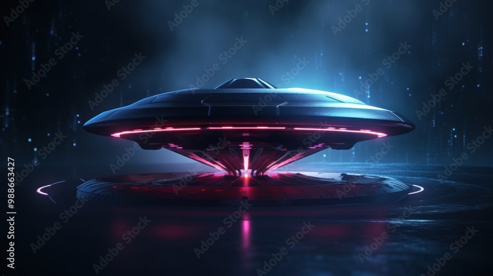 Canvas Prints Futuristic UFO Landing