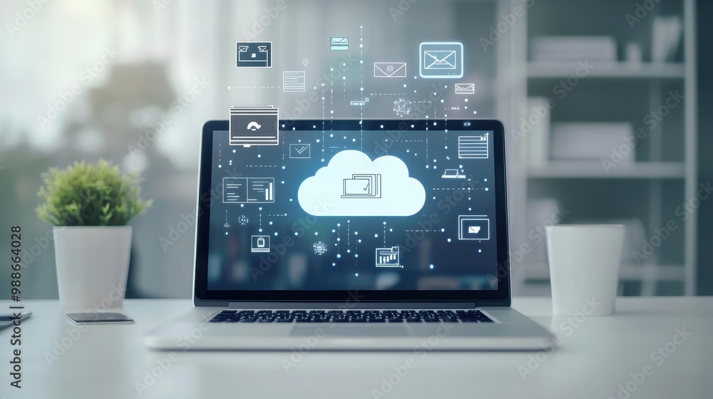 Poster cloud computing and digital transformation concept