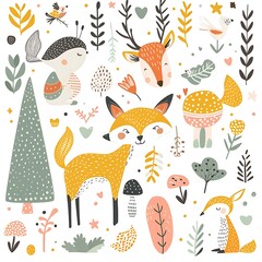 Cute Cartoon Animal Forest Illustration