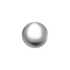 Vector illustration featuring grainy gradient of black dots forming a circle.