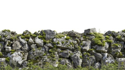 Stone Wall With Green Moss Texture