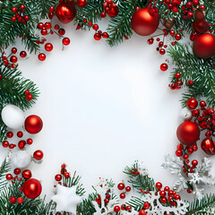 christmas background with christmas tree and balls, Generative AI