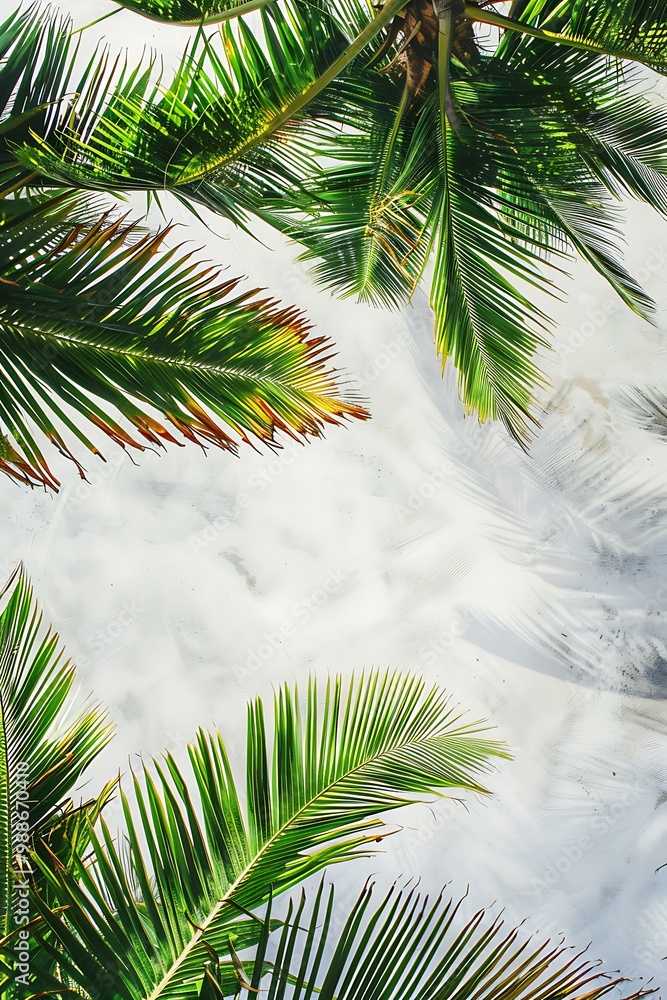 Wall mural Palm Tree Leaves on White Wall