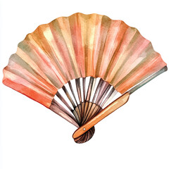 Fan watercolor clipart illustration isolate