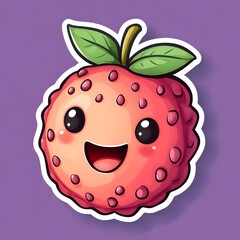Cute Cartoon Lychee Fruit Sticker Design