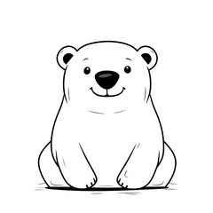Fototapeta premium Cute Cartoon Polar Bear Illustration Arctic Animal Design Black and White Drawing