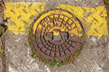 Unterflurhydrant, Hydrantdeckel , Draufsicht, Deutschland