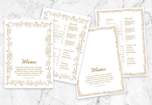 Menu Elegant Customizable Watercolor