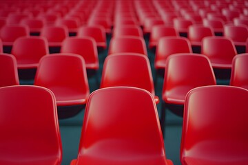 Obraz premium Red Plastic Seats in Stadium Rows