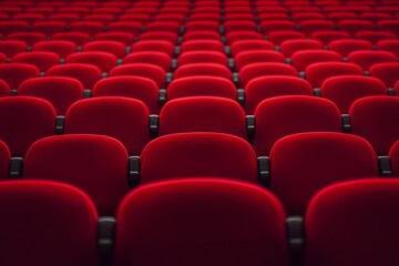 Obraz premium Rows of Red Theater Seats Cinema Auditorium Performance Show Empty Seats