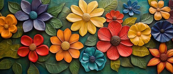 Colorful flowers with vivid textures and details