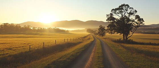 Fototapeta premium Serene country road at sunrise