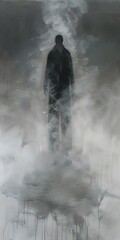 Obraz premium Abstract Painting of a Man in Smoke