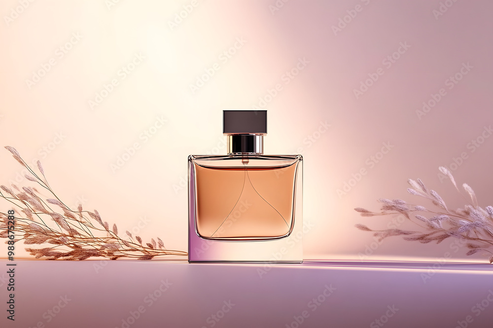Poster mock up of minimal elegant perfume bottle. stylish parfumerie banner. ai generative