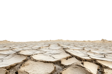 Cracked dry earth surface with a dark background, symbolizing drought and climate challenges. transparent background
