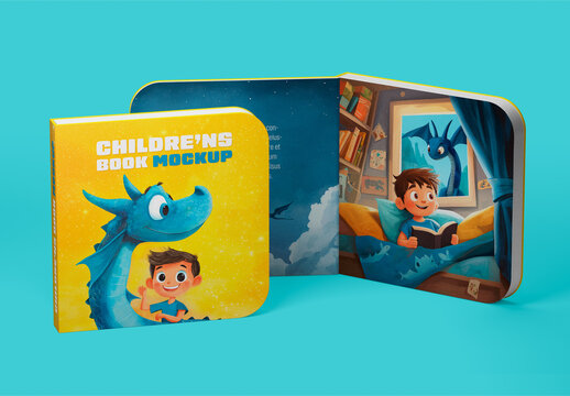 Open and Close Children Book Mockup