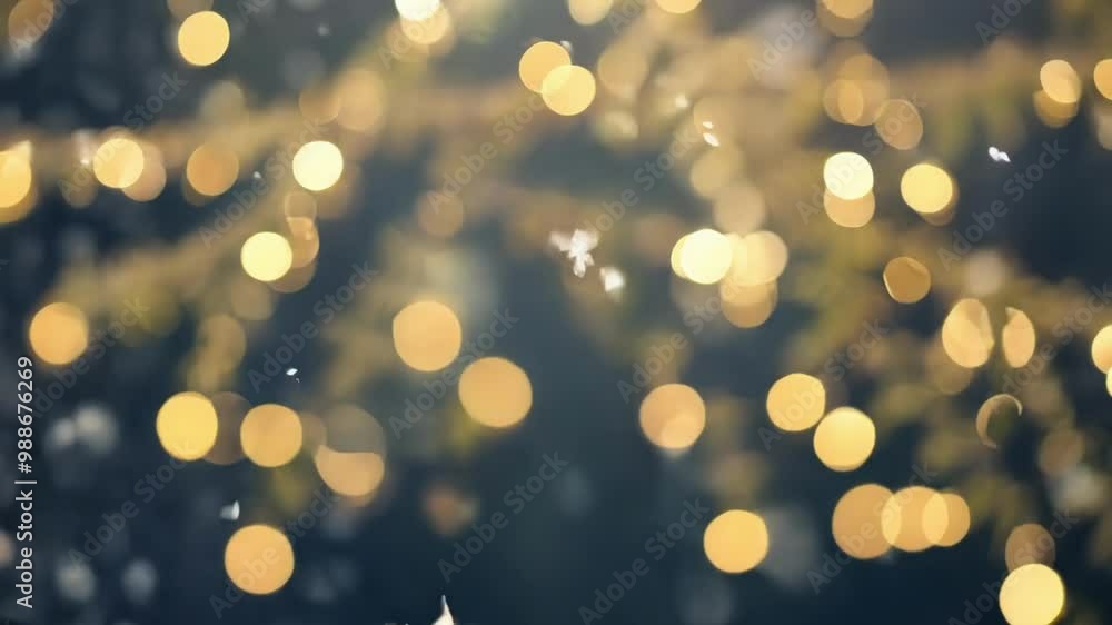 Poster blurred golden lights are glowing against a dark background, creating a magical and festive atmosphe