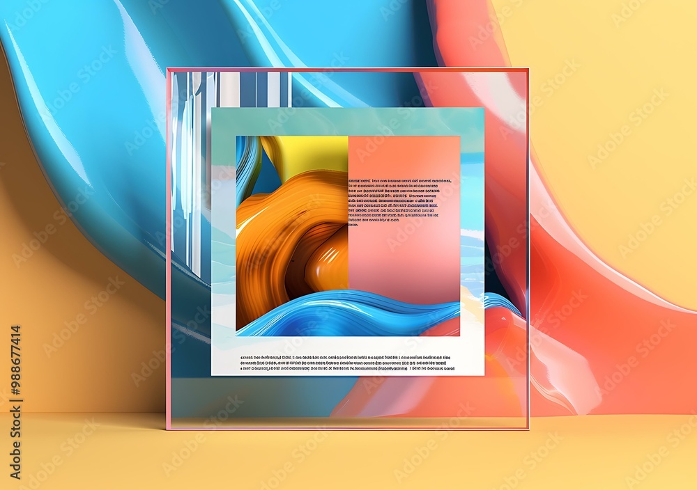 Poster abstract colorful shapes background with text