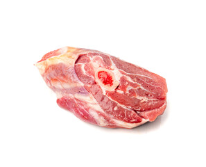 Raw mutton leg fillet isolated, lamb meat pieces, tenderloin or mutton sirloin meat. Fresh sheep...