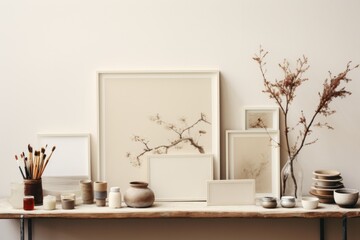 Table furniture blossom pottery.