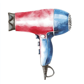 recommend clip art: Hair dryer watercolor clipart illustration isolate