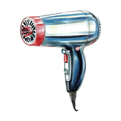 Hair dryer watercolor clipart illustration isolate