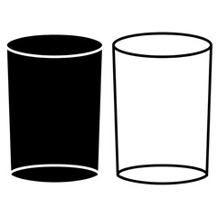 Drinking Water Icon. Outline Vector Glass Filled with Drinking Water with Water Drop Pictogram.
