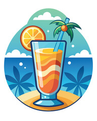 Ocean glass of drinks vector illustration isolated on a white background