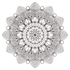 Mandala for coloring book, round ornament, irregular floral shape decoration, oriental vector, stress therapy pattern, weave yoga vector logo design element. adult mandala for coloring