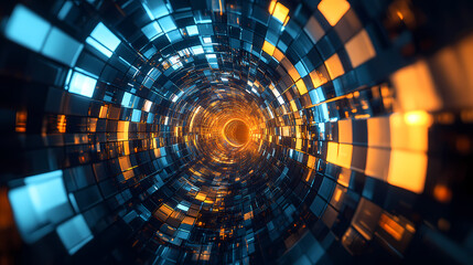 Obraz premium Data transmission in a technology tunnel