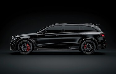 Black sporty vehicle with a copy space area for text or design.