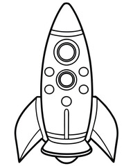 Rocket with porthole vector silhouette