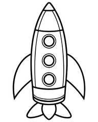 Rocket with porthole vector silhouette