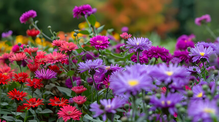 Obraz premium Vibrant Garden Flowers in Full Bloom