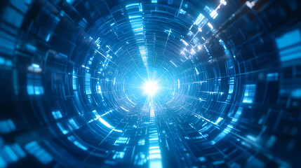 Obraz premium Data transmission in a technology tunnel