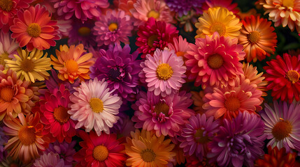 Vibrant Floral Tapestry A Close-Up of Colorful Daisies