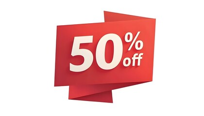 50% off fifty percent red sticker badge isolated on a white background
