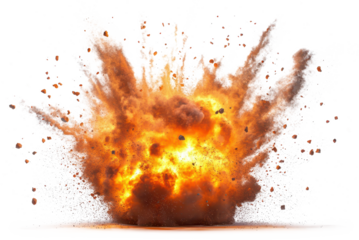explosion effect on ground isolated on transparent background
