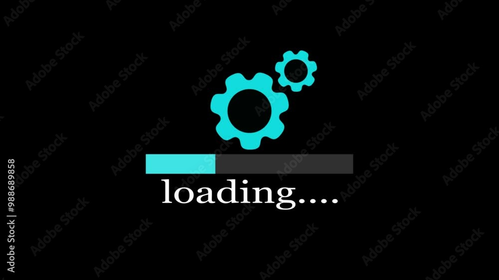 Poster loading animation video with black background.