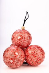 Assorted Christmas decorations arranged on a clean white background