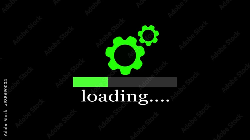 Poster loading animation video with black background.
