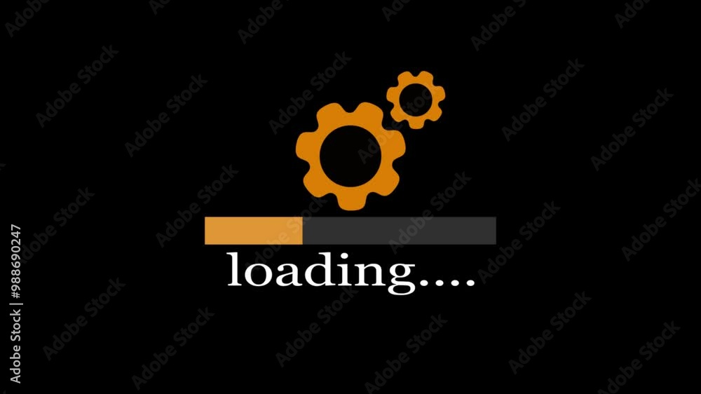 Poster loading animation video with black background.