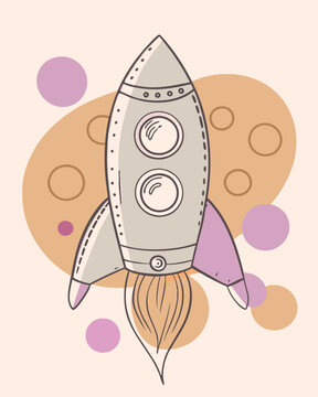 recommend clip art: Rocket with porthole vector line art