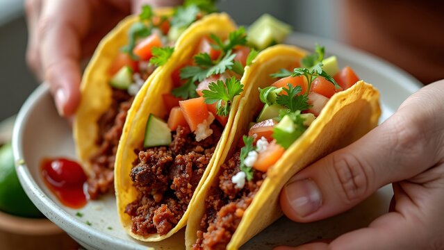 Fresh and tasty Mexican tacos de adobada to eat 