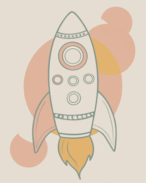 recommend clip art: Rocket with porthole vector line art