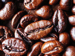 Coffee bean roasted background, Close-up of fresh roasted coffee bean, Wallpapers of  roasted coffee bean
